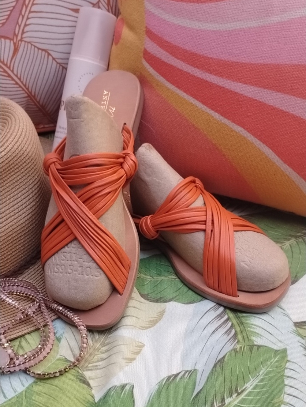 Matisse X Anthropologie Mystic Burnt Orange Leather Sandles Size 9 BRAND NEW
